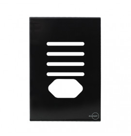 Placa P/ 4 Interruptores + Tomada (especial) - Novara Glass Preto Brilhante